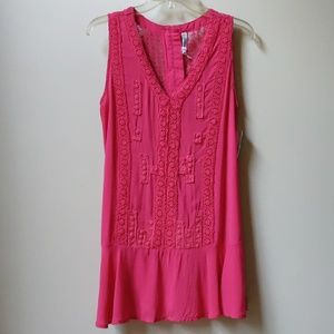 MONORENO Crochet and Lace Peplum Top S